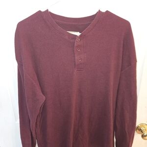 Big Ball Sports Men's XL Maroon Long Sleeve Henley Shirt